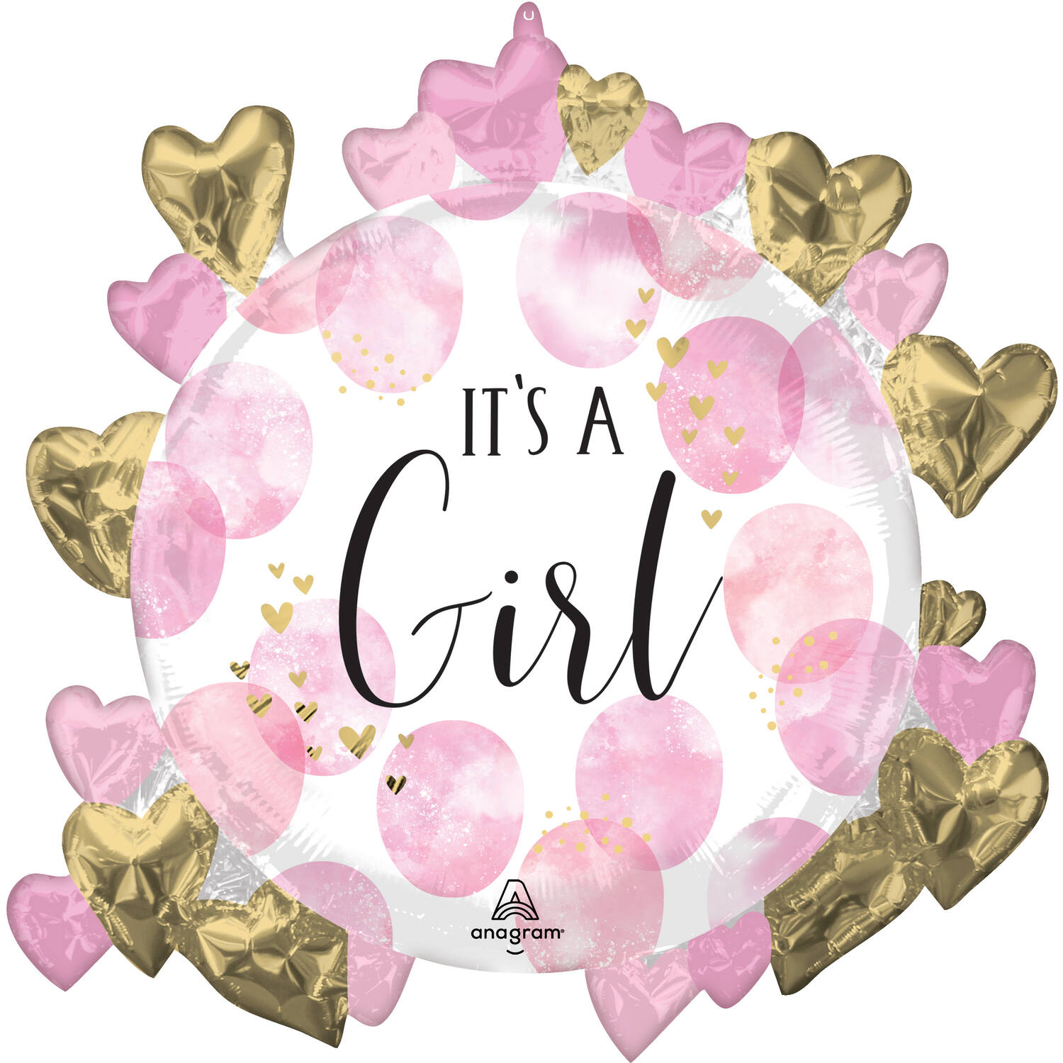 Foil Balloon - Shape - "IT'S A Girl" - Pink Watercolor